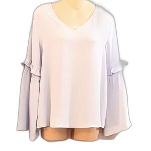 LOFT Baby Blue Romantic Ruffled Bell Sleeve Blouse Size Small